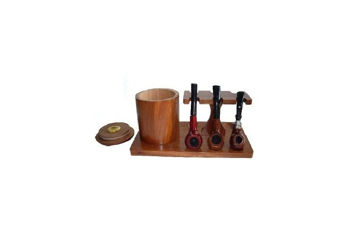 تصویر  Wooden pipe stand & tobacco jar