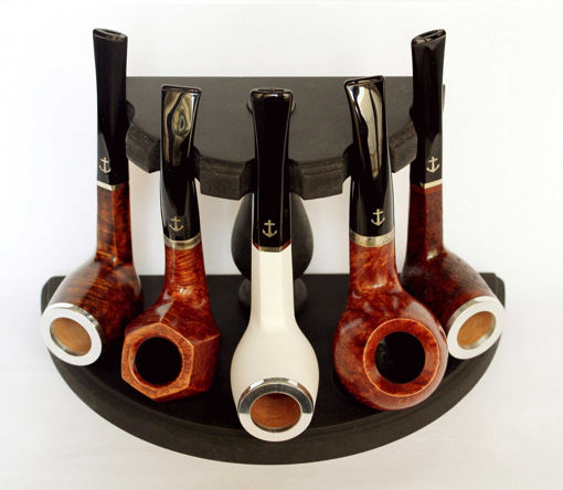 Hand made pipe stand holder for 5 smoking pipe - black